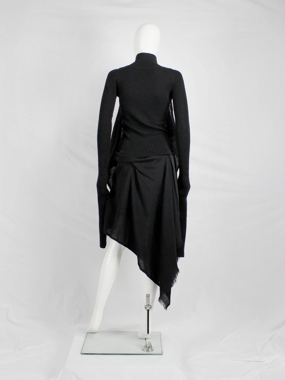 Yohji Yamamoto black jumper with attached panel or scarf and extra long sleeves (14)