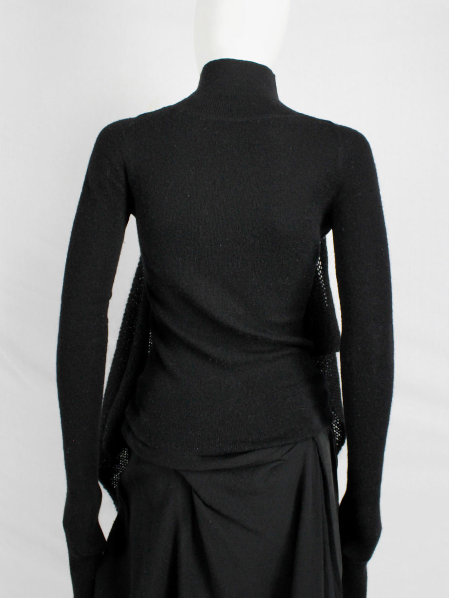 Yohji Yamamoto black jumper with attached panel or scarf and extra long sleeves (15)