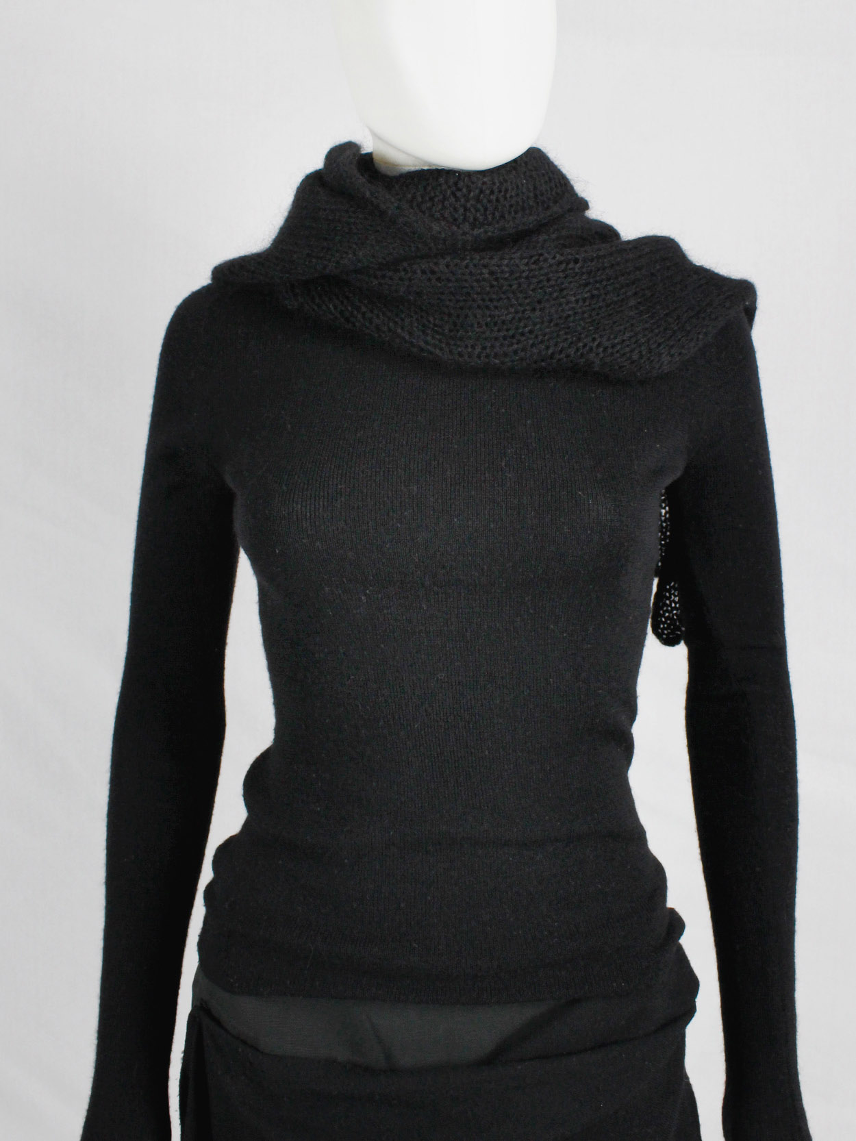 Y's Yohji Yamamoto black jumper with attached panel or scarf and extra ...