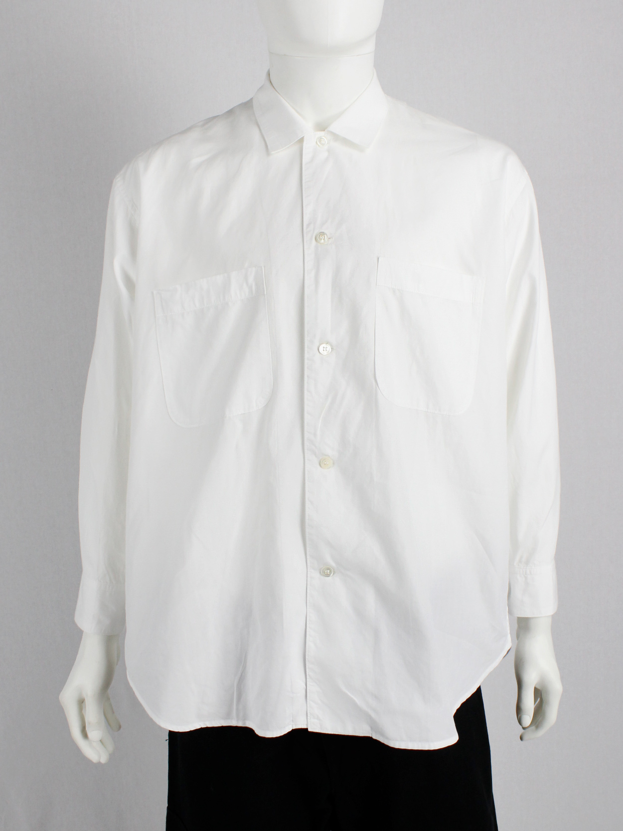 Ys Yohji Yamamoto men white oversized with lapel collar 1980s 80s (1)