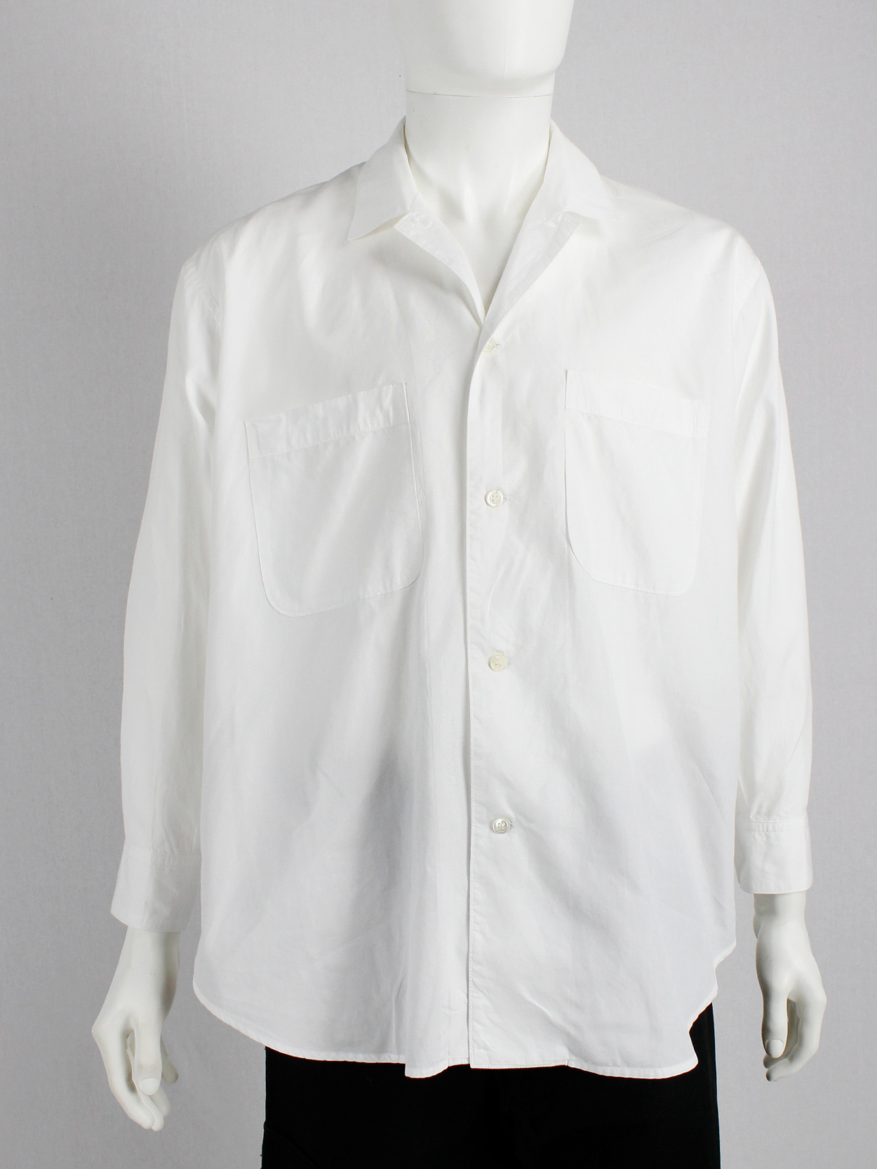 Y's Yohji Yamamoto men's white oversized shirt with lapel collar ...