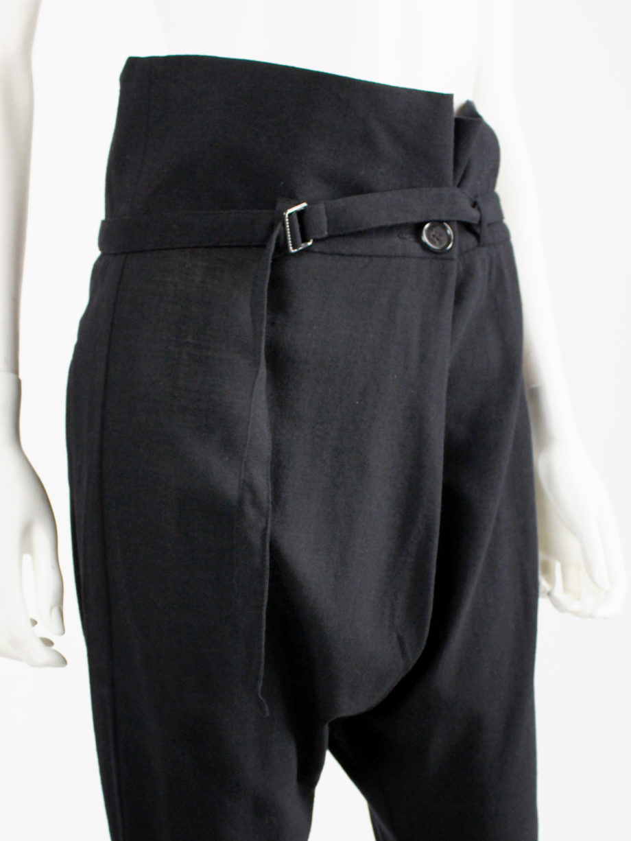 vaniitas Ann Demeulemeester black harem trousers with blet strap and front pleat (13)