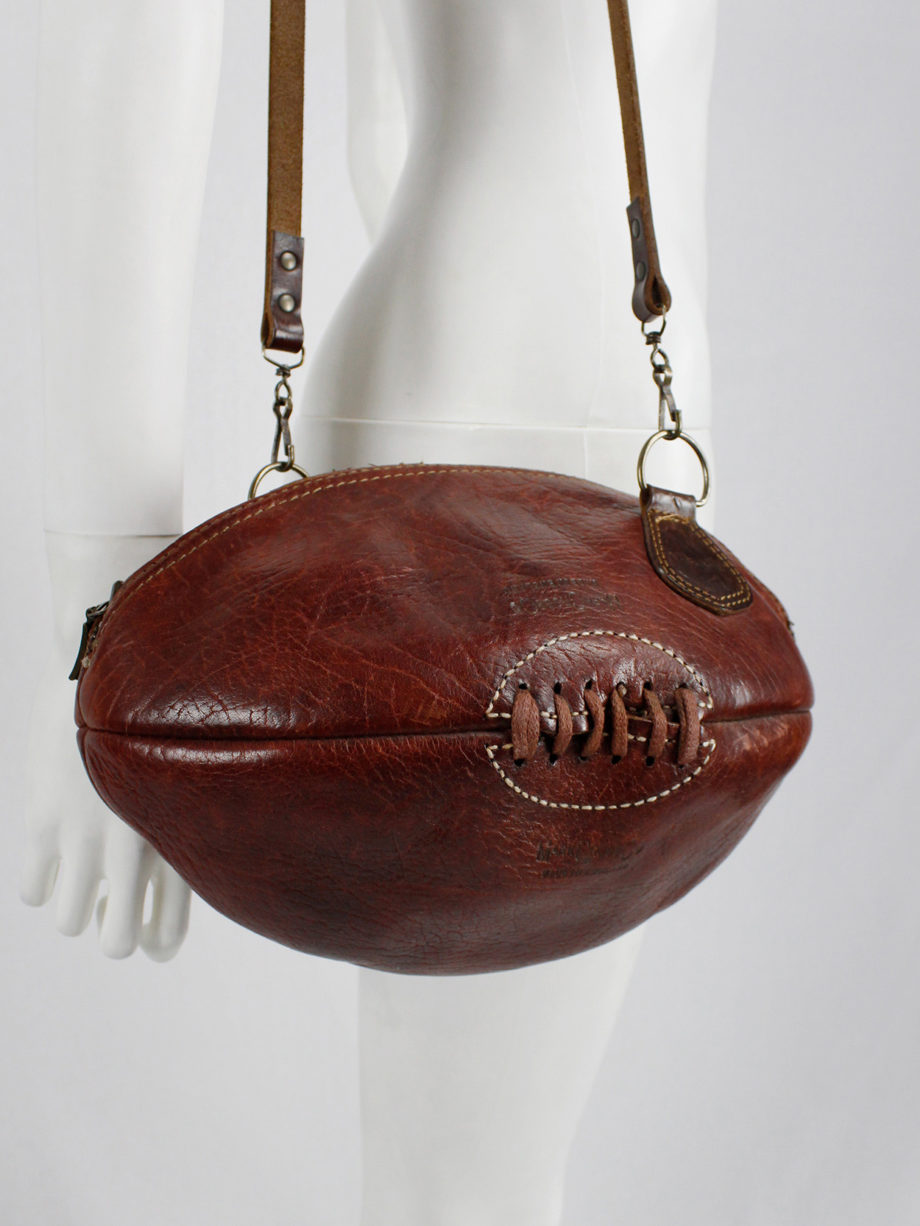 vaniitas Maison Martin Margiela artisanal handbag made of a rugbyball 2003 (1)