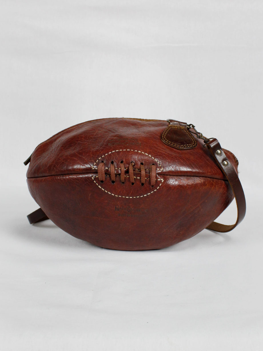 vaniitas Maison Martin Margiela artisanal handbag made of a rugbyball 2003 (2)
