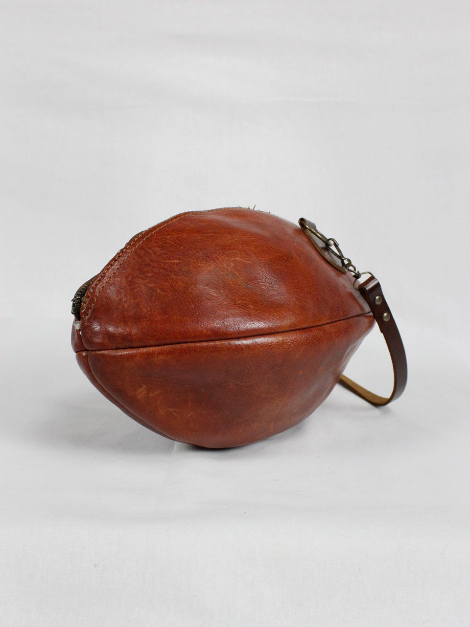 vaniitas Maison Martin Margiela artisanal handbag made of a rugbyball 2003 (7)
