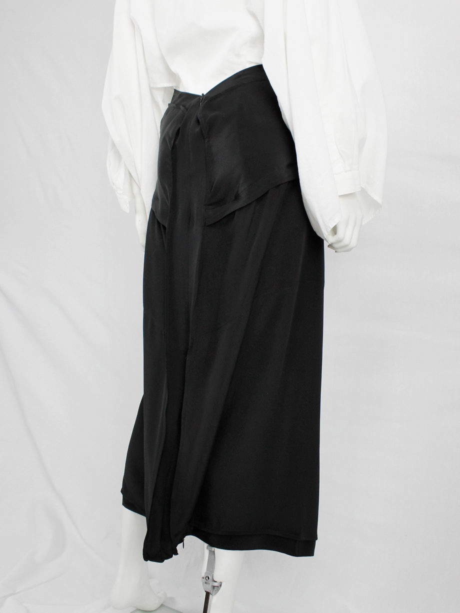 vaniitas Yohji Yamamoto black maxi skirt with inserted panels and curved zippers (10)