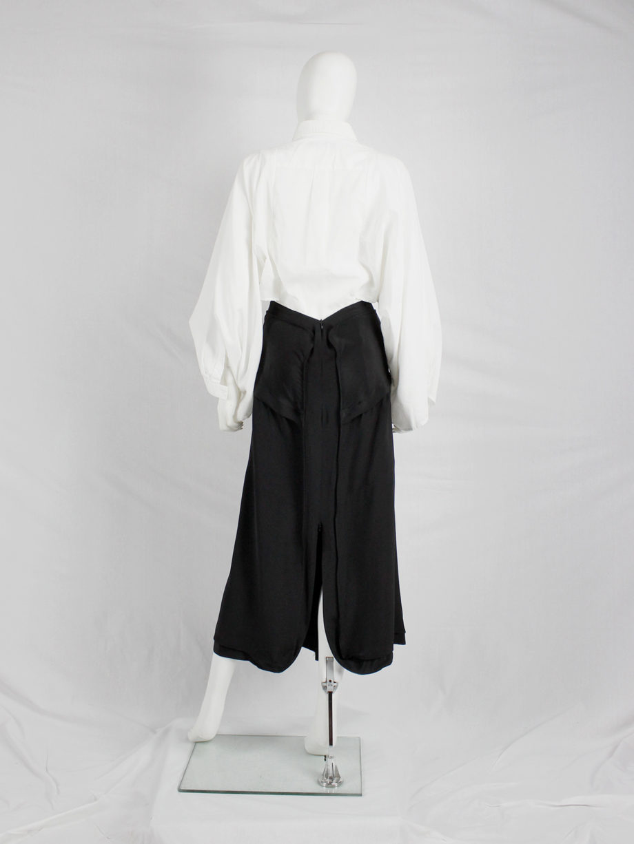 vaniitas Yohji Yamamoto black maxi skirt with inserted panels and curved zippers (5)