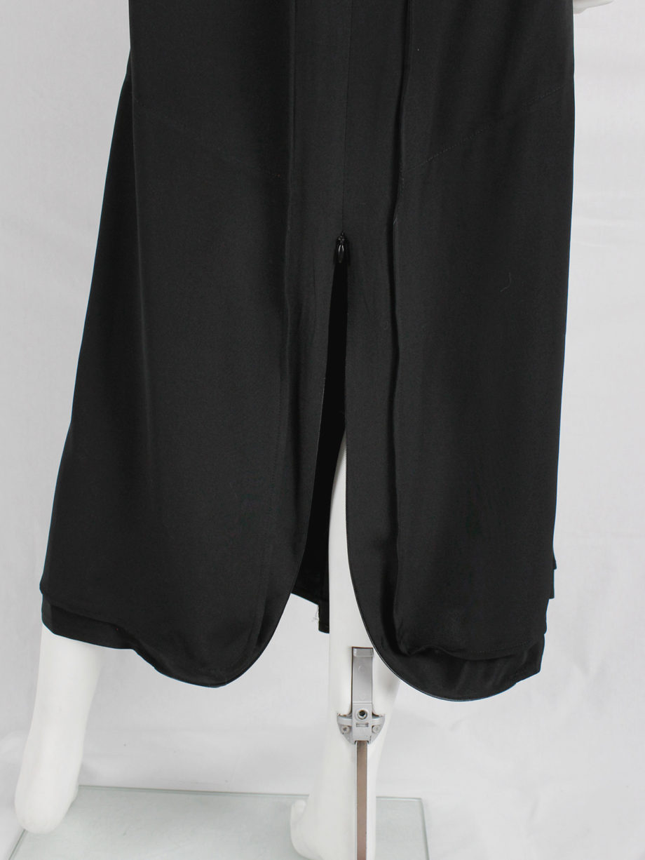 vaniitas Yohji Yamamoto black maxi skirt with inserted panels and curved zippers (8)