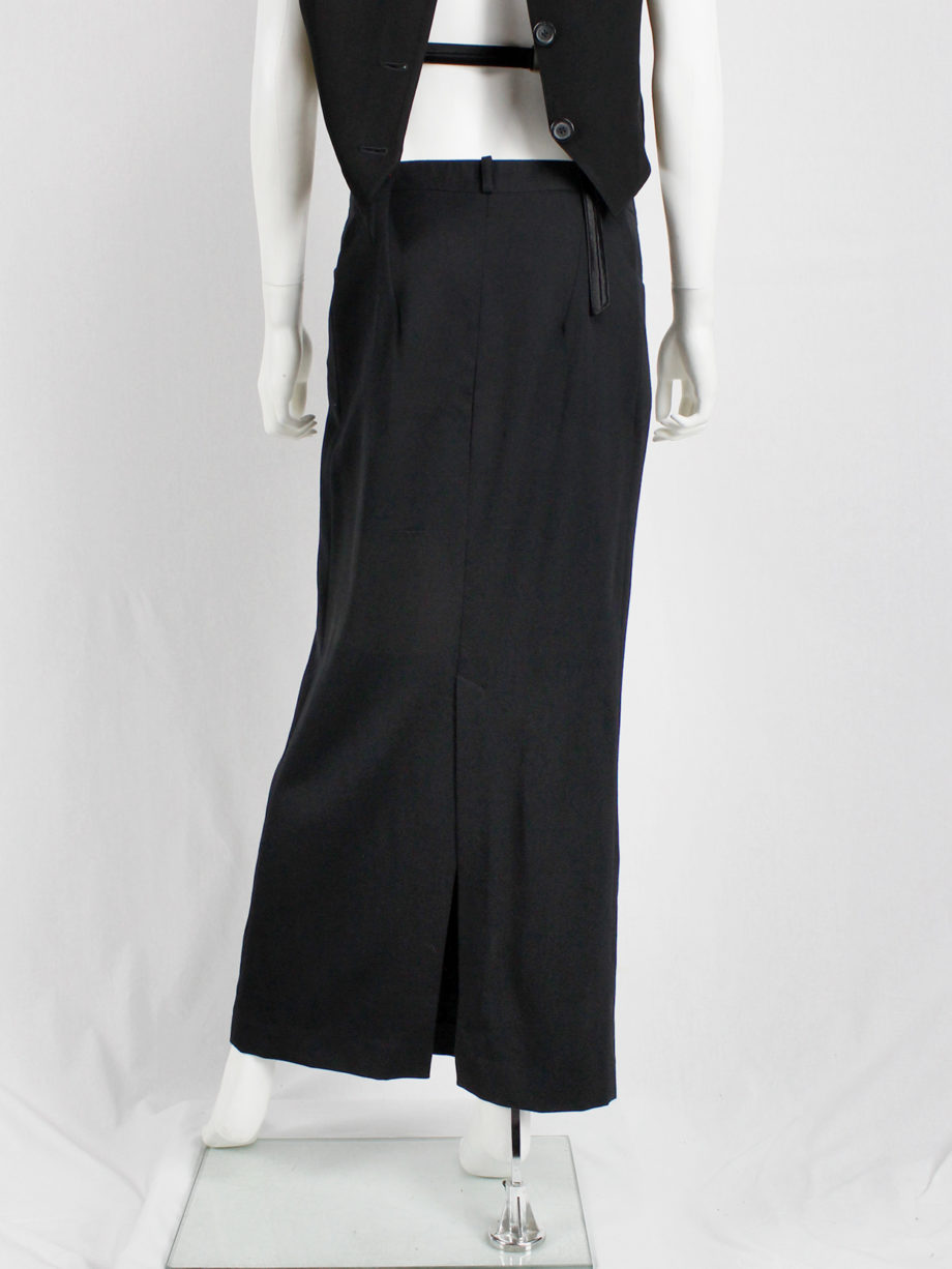 vaniitas vintage Ann Demeulemeester black straight maxi skirt 90s (2)
