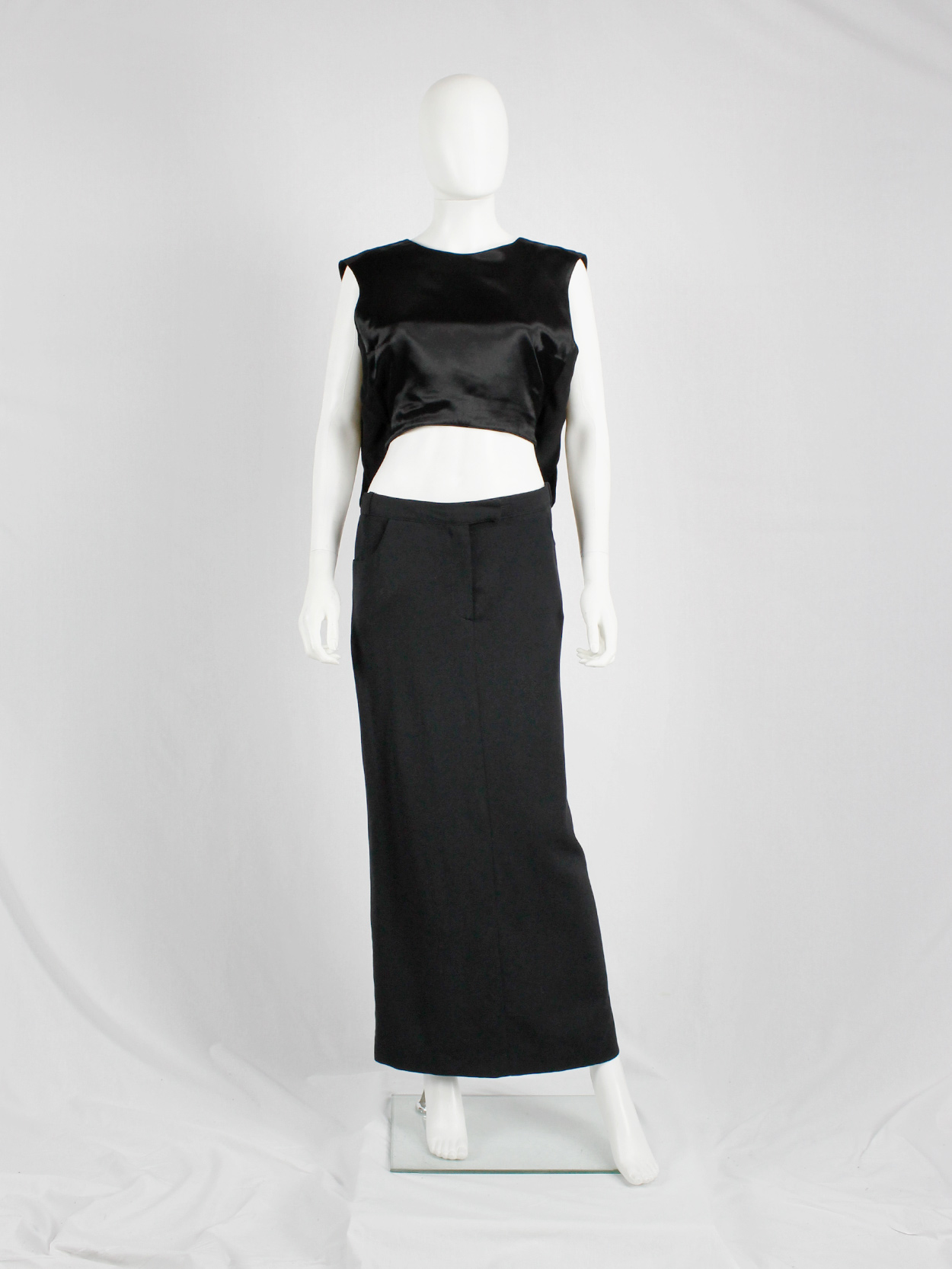 vaniitas vintage Ann Demeulemeester black straight maxi skirt 90s (7)