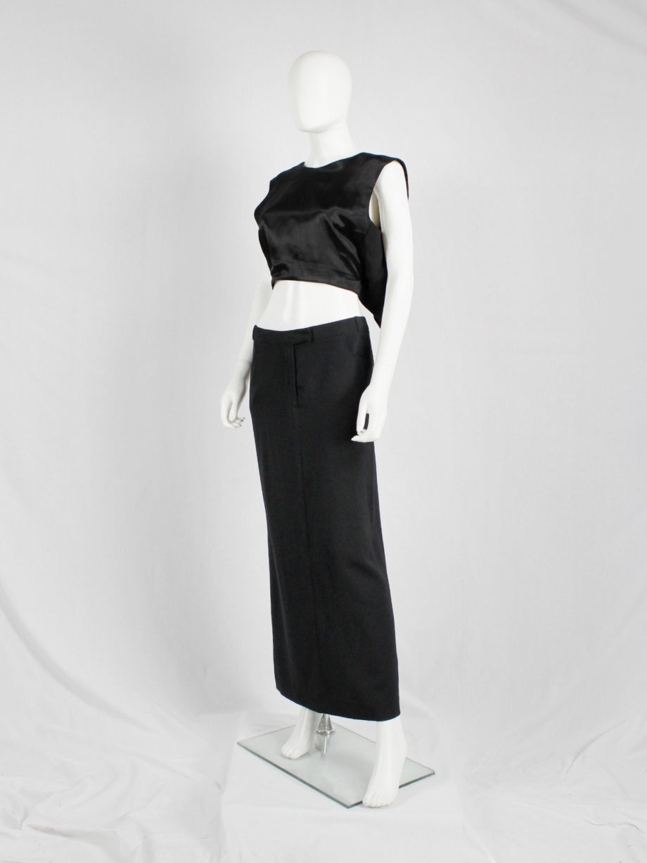 vaniitas vintage Ann Demeulemeester black straight maxi skirt 90s (8)