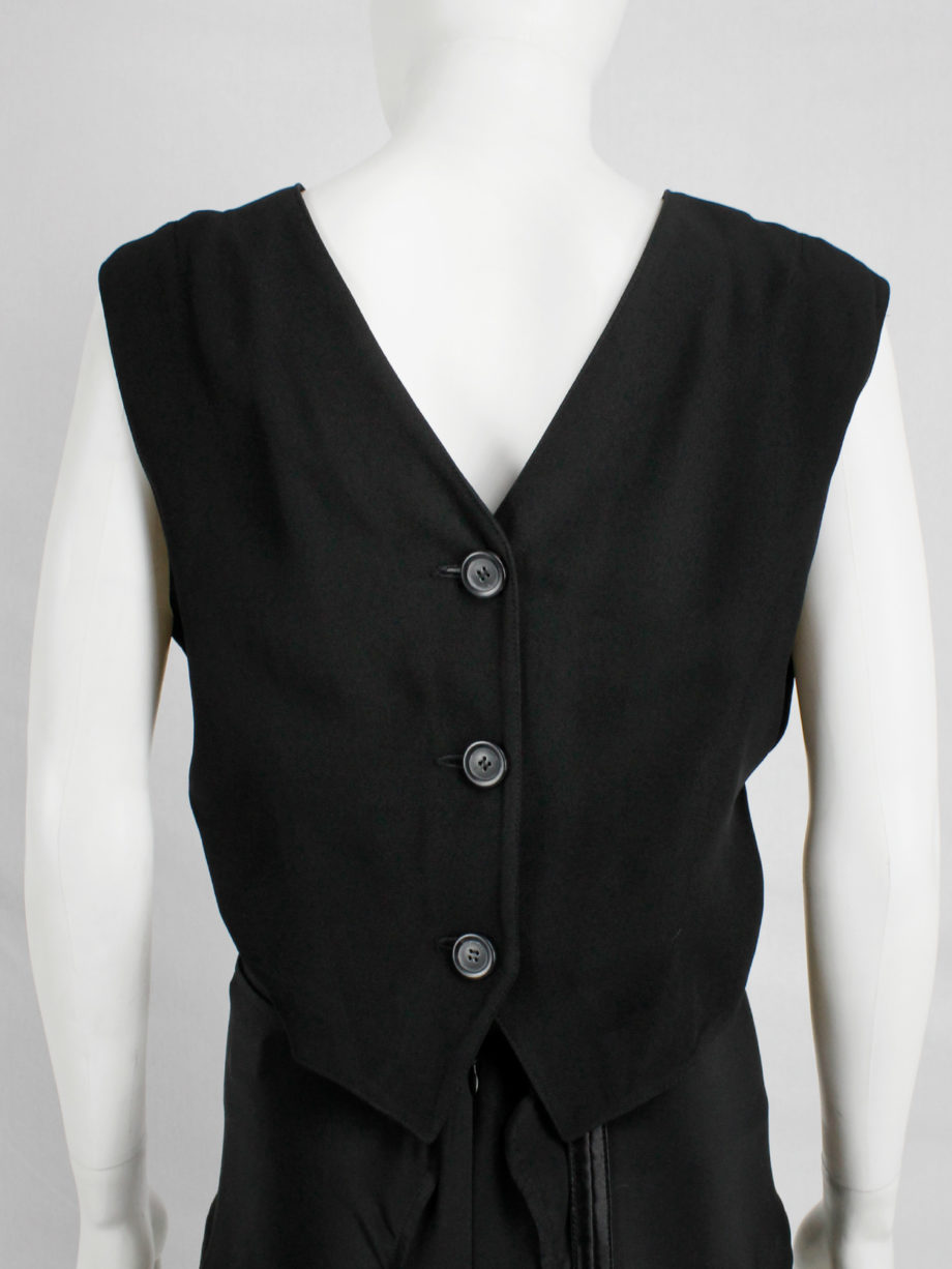 vintage Ann Demeulemeester black backwards waistcoat with open back spring 2003 (1)