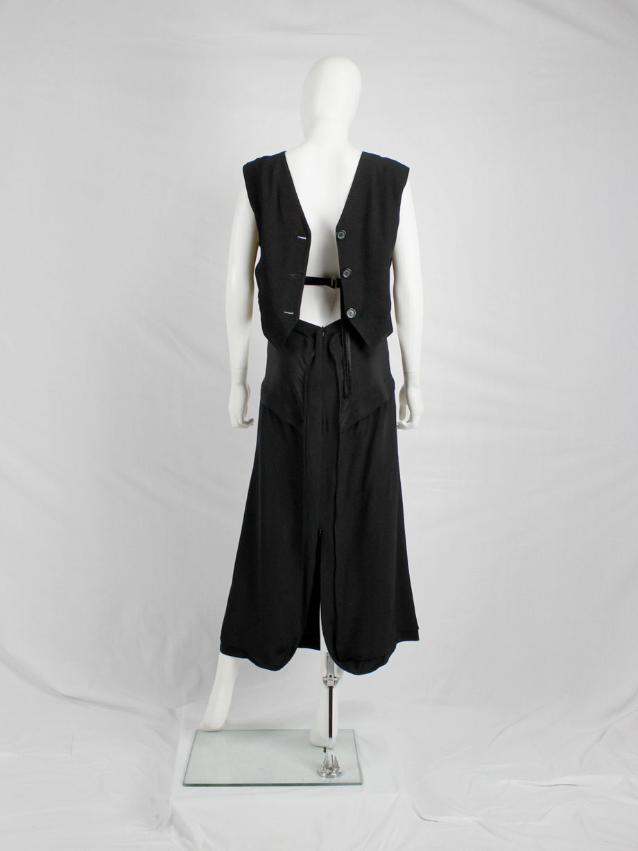 vintage Ann Demeulemeester black backwards waistcoat with open back spring 2003 (3)
