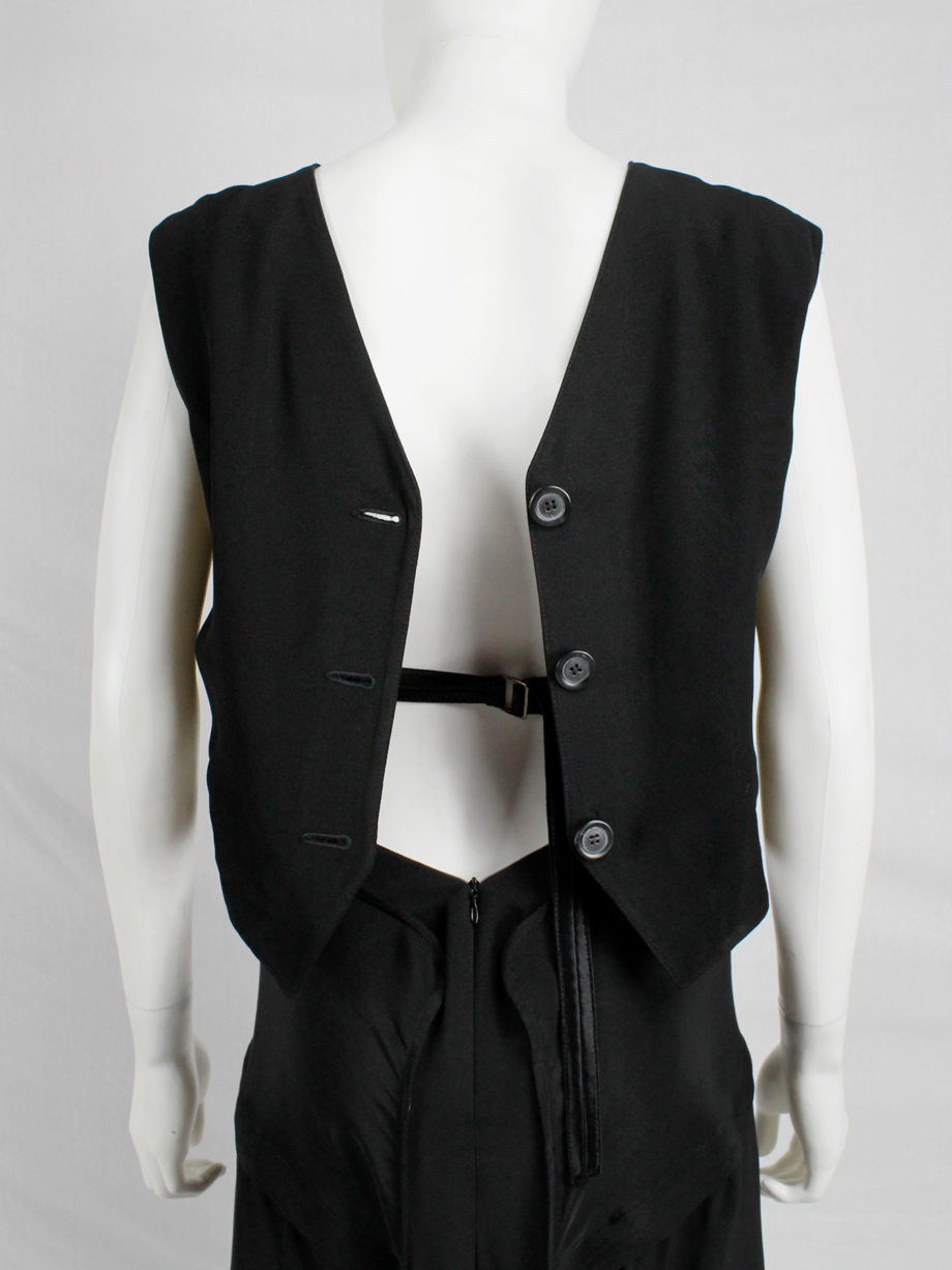 vintage Ann Demeulemeester black backwards waistcoat with open back spring 2003 (4)