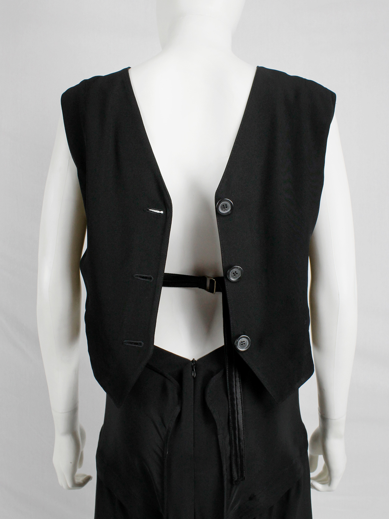 Ann Demeulemeester black backwards waistcoat with open back — spring ...