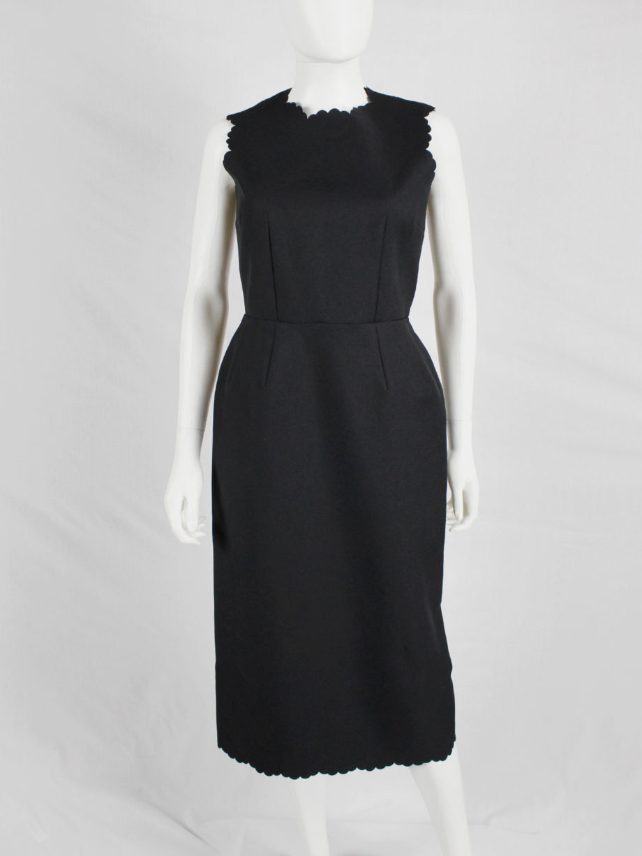 vintage Comme des Garcons black dress with scalloped edges and wider hips spring 1999 (4)