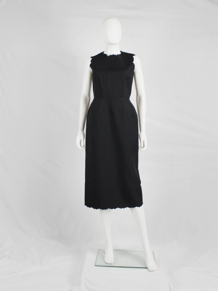 vintage Comme des Garcons black dress with scalloped edges and wider hips spring 1999 (7)