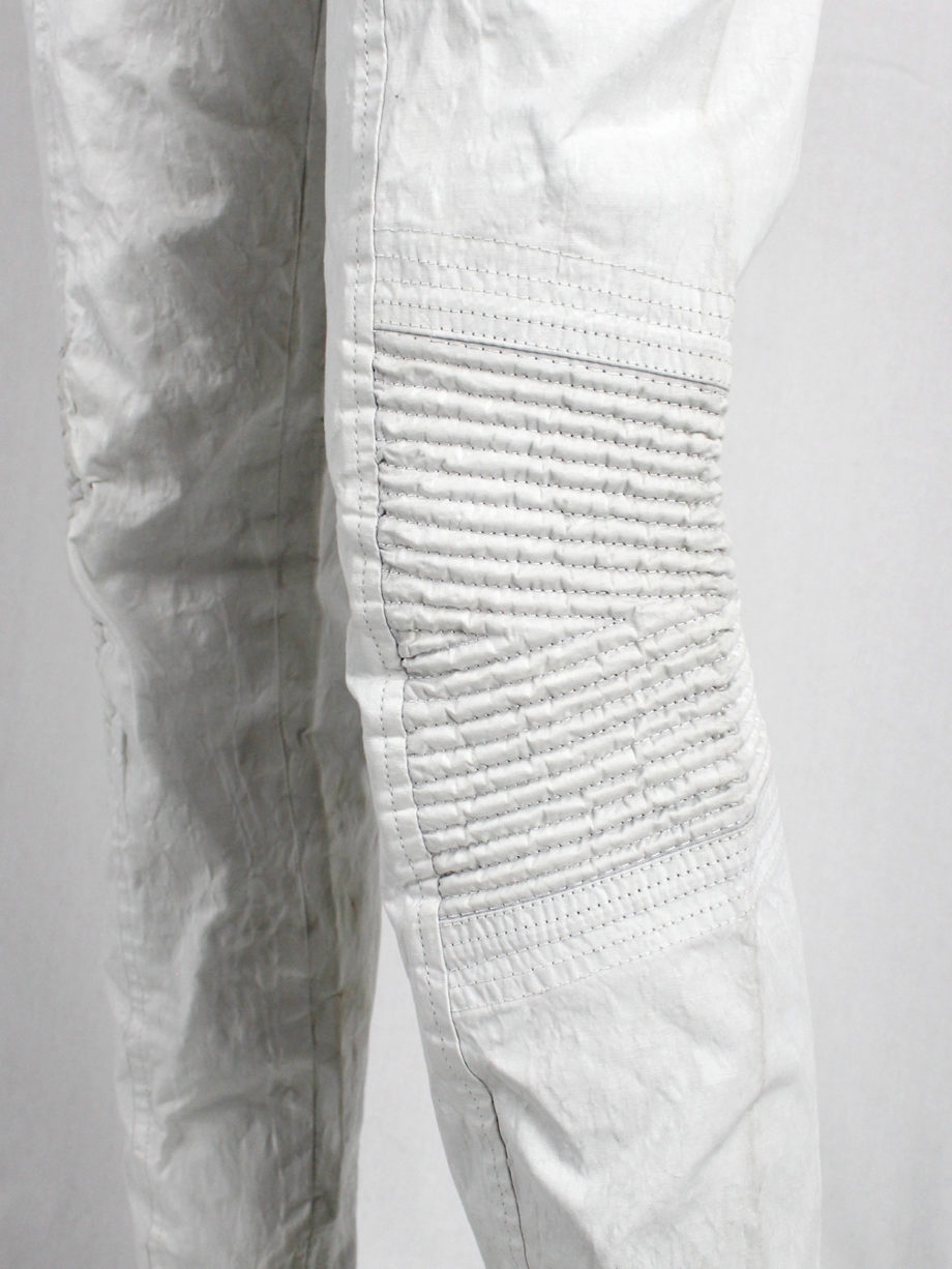 A.F. Vandevorst white motorcycle trousers made of ‘wrinkled paper’ — spring 2016 (1)