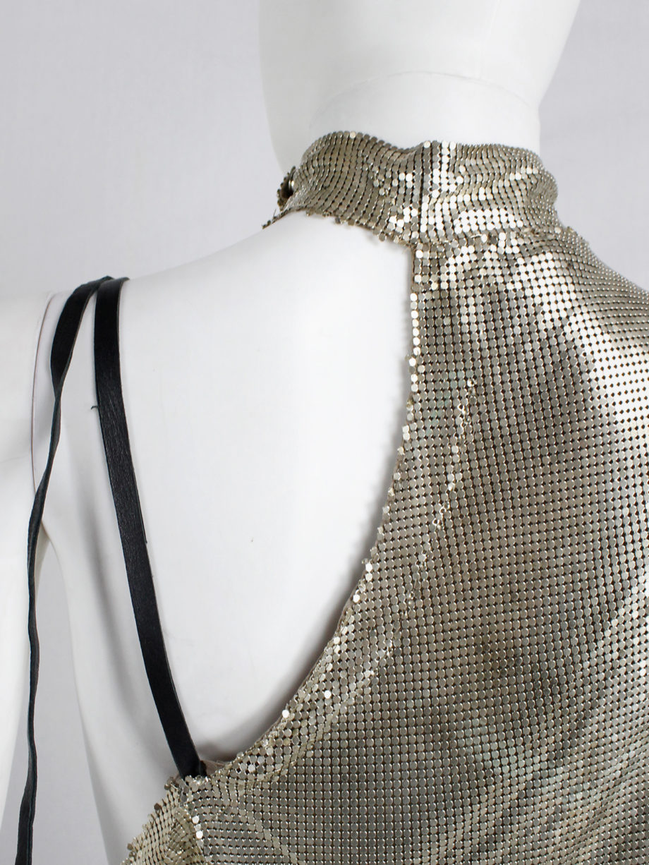 AF Vandevorst gold glowmesh top with open sides and leather strapsspring 2011 (1)