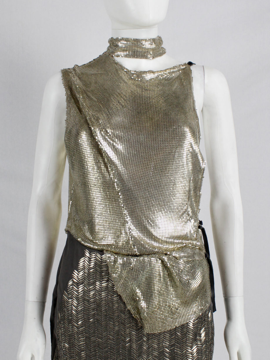 AF Vandevorst gold glowmesh top with open sides and leather strapsspring 2011 (12)