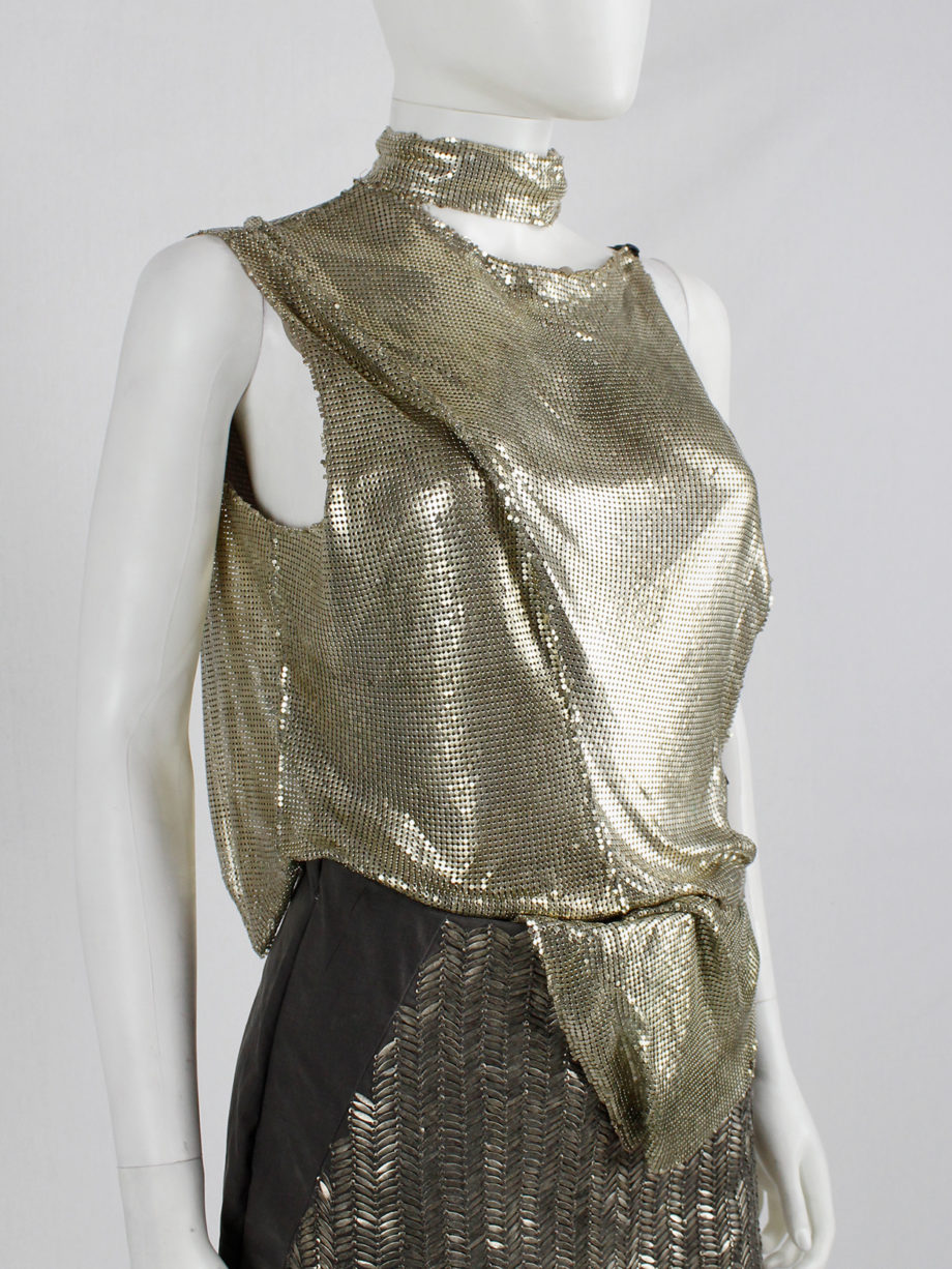 AF Vandevorst gold glowmesh top with open sides and leather strapsspring 2011 (15)