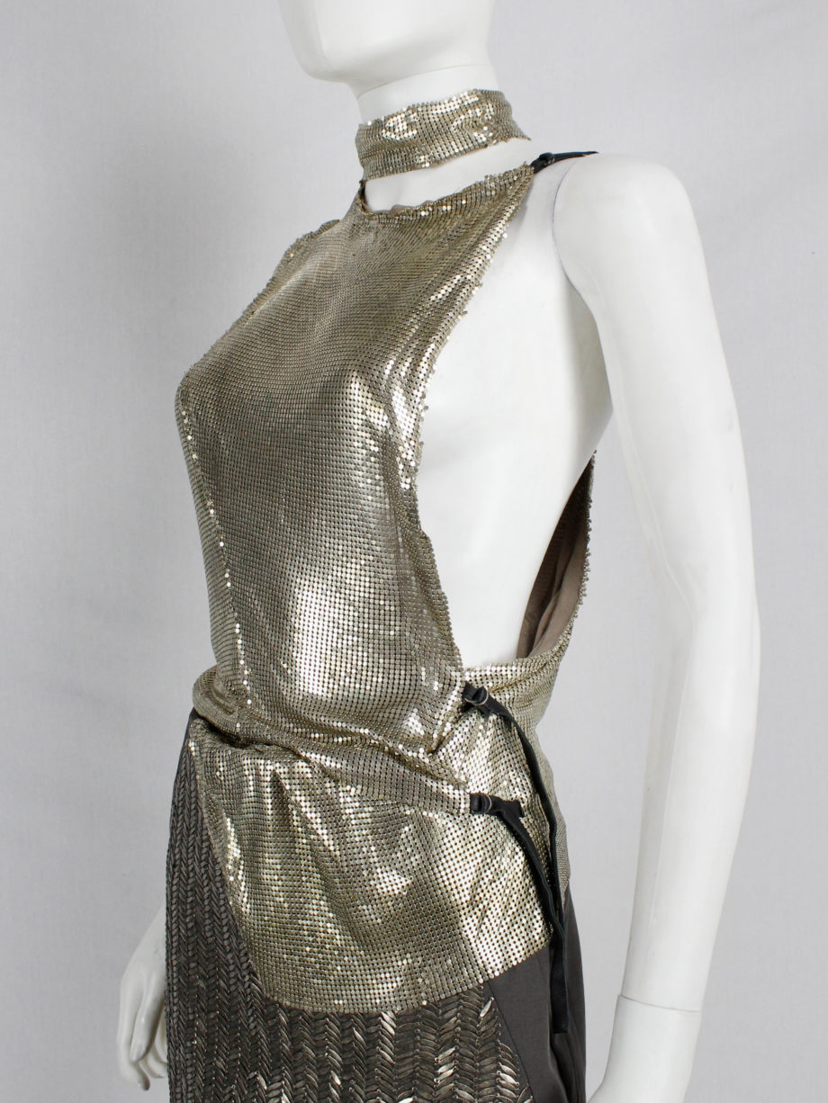 AF Vandevorst gold glowmesh top with open sides and leather strapsspring 2011 (18)