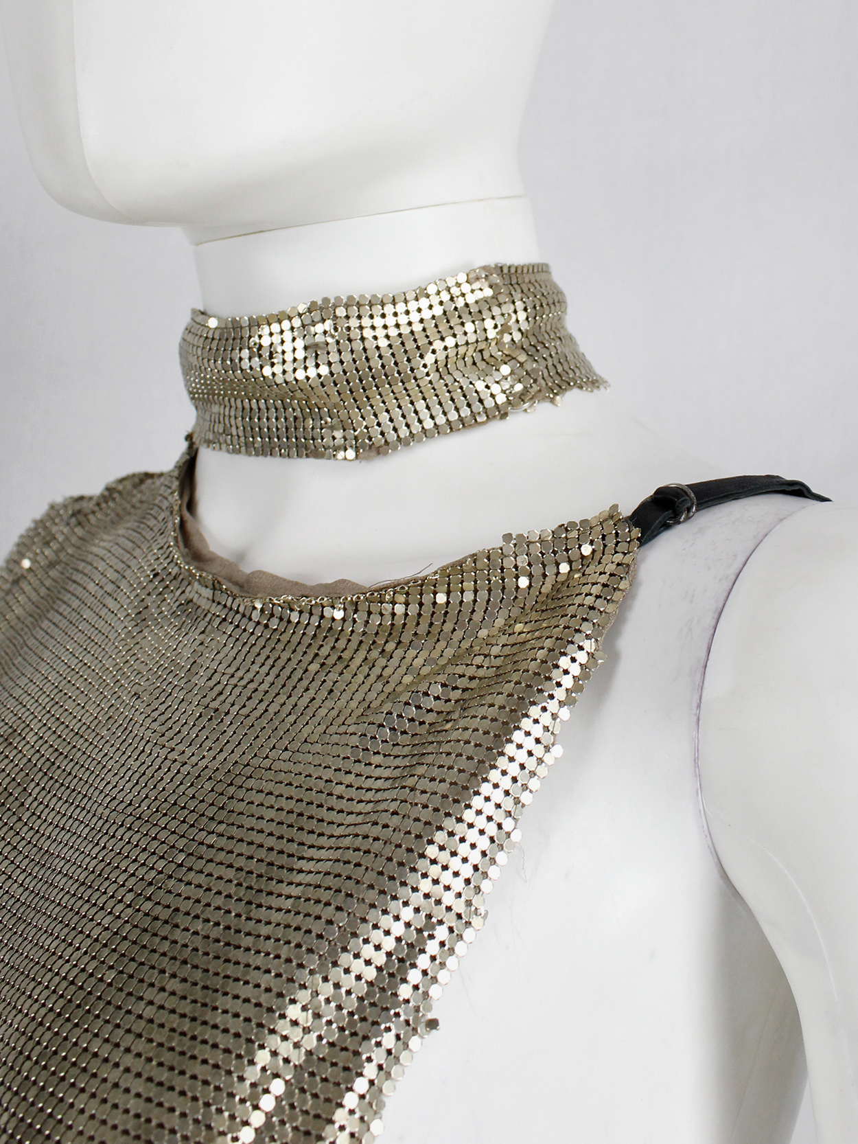 AF Vandevorst gold glowmesh top with open sides and leather strapsspring 2011 (20)