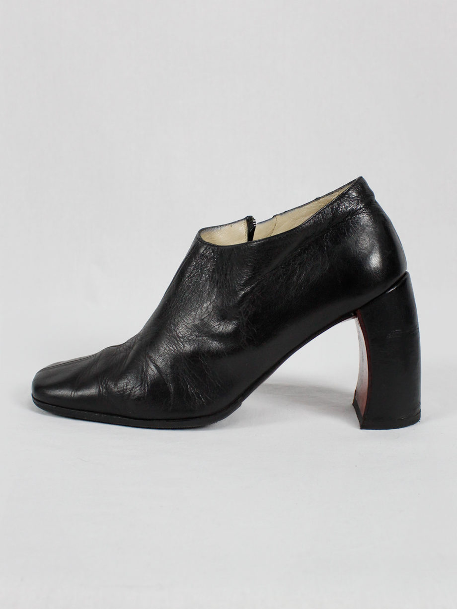 Ann Demeulemeester black below-ankle boots with banana heel 1990s 90s (2)