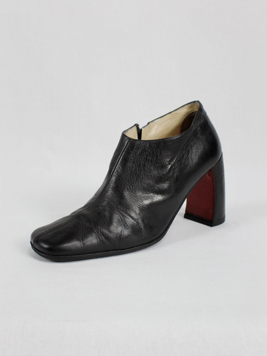 Ann Demeulemeester black below-ankle boots with banana heel 1990s 90s (3)