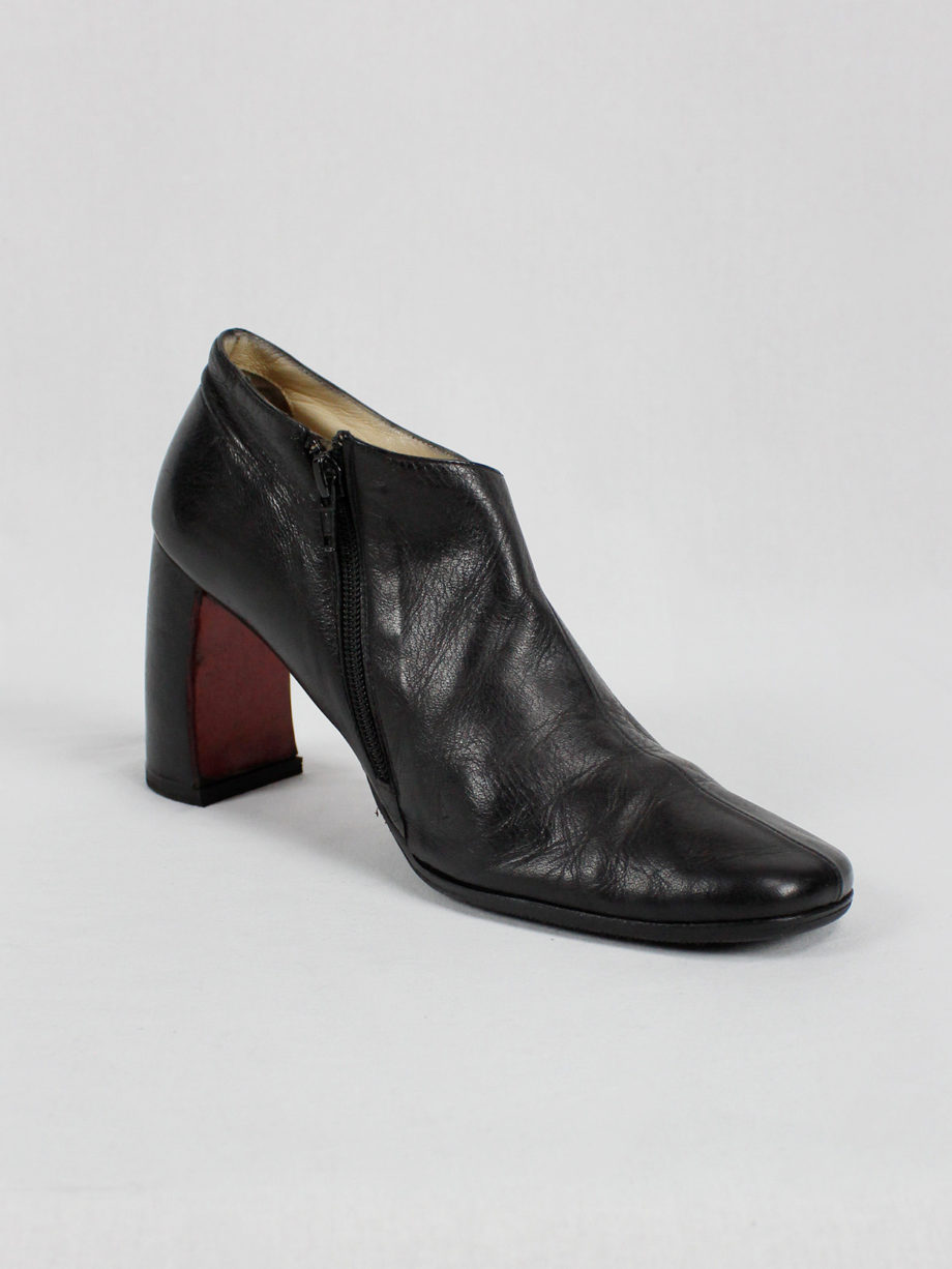 Ann Demeulemeester black below-ankle boots with banana heel 1990s 90s (5)