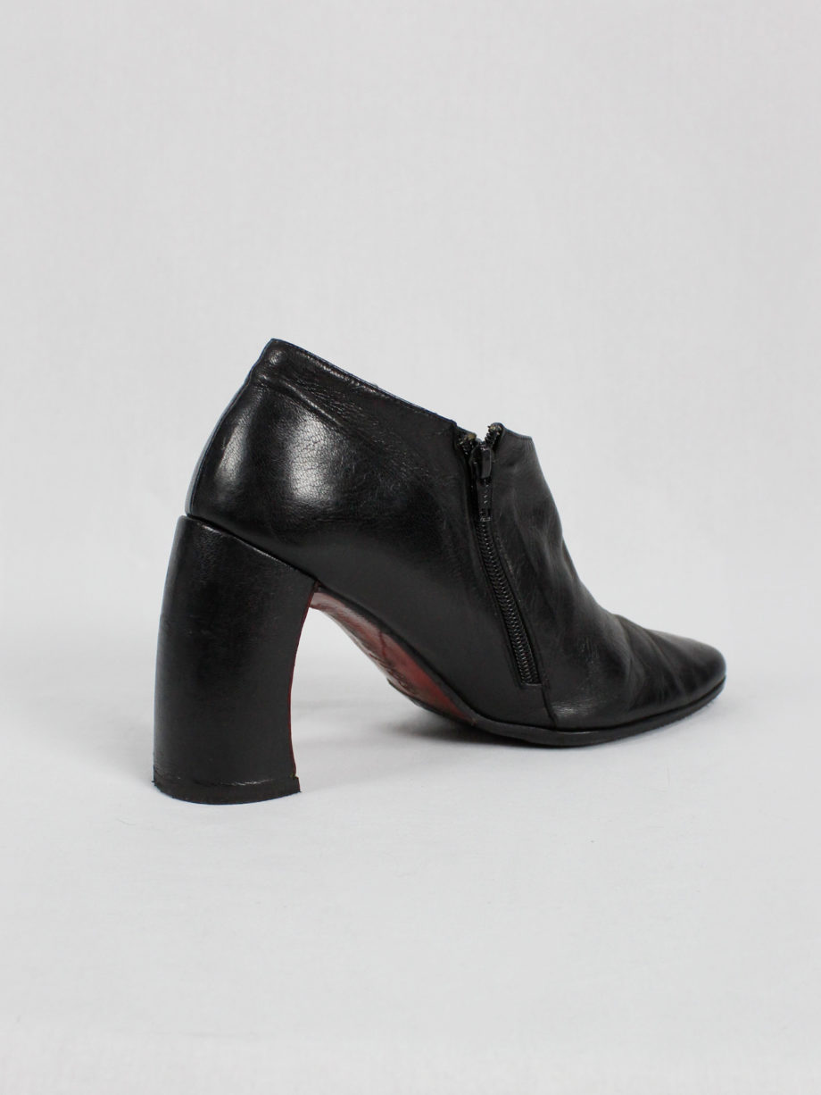 Ann Demeulemeester black below-ankle boots with banana heel 1990s 90s (7)