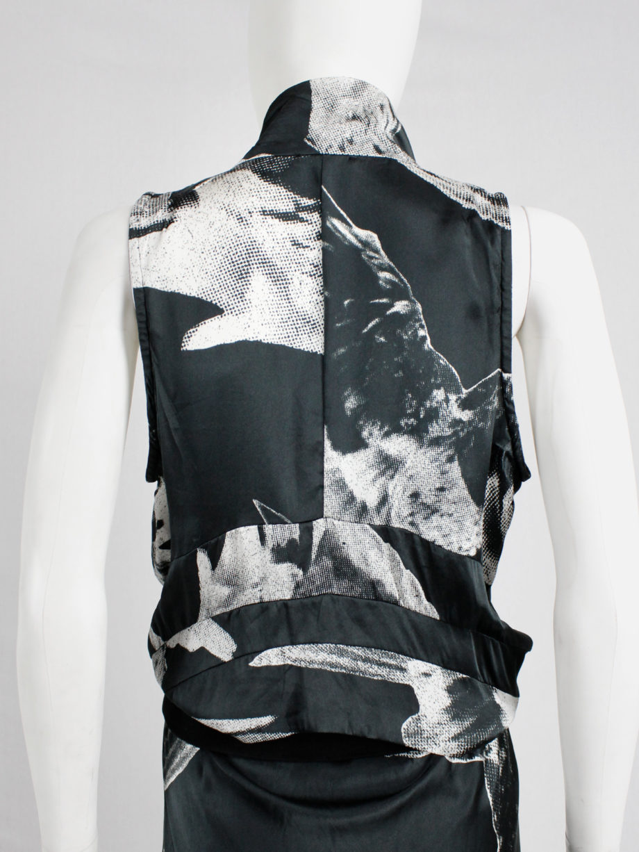 Ann Demeulemeester black bird print dress with standing neckline spring 2010 (10)