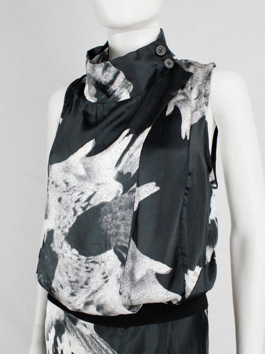 Ann Demeulemeester black bird print dress with standing neckline spring 2010 (12)