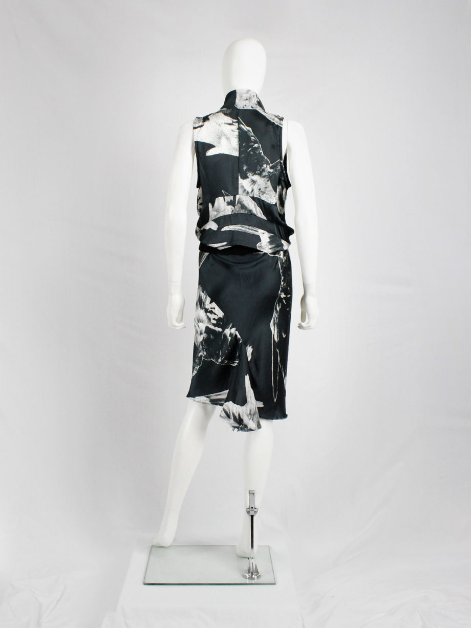 Ann Demeulemeester black bird print dress with standing neckline spring 2010 (9)