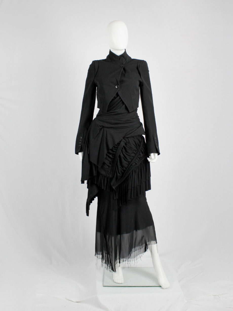 Ann Demeulemeester black cropped blazer with cutaway front runway fall 2006 (10)