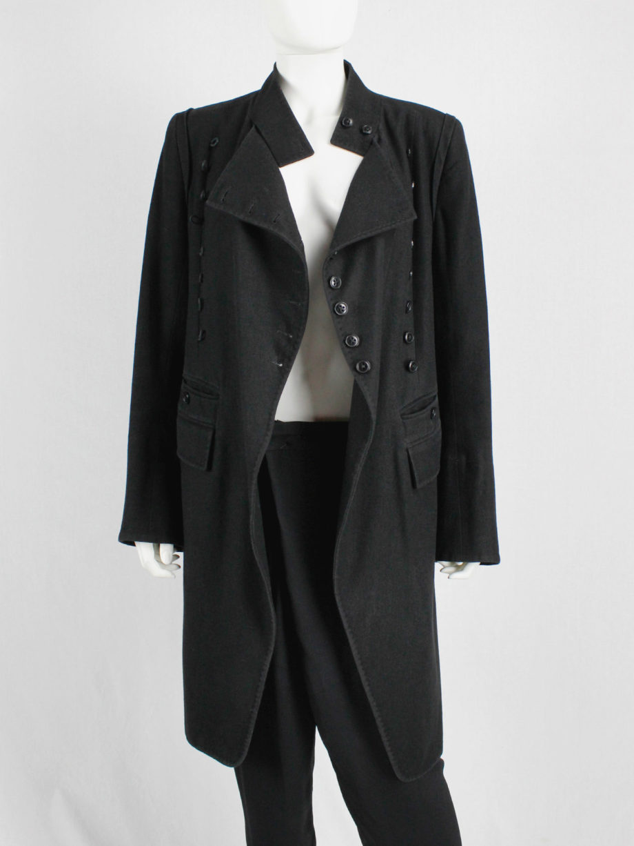 Ann Demeulemeester black double breasted military coat fall 2005 (1)