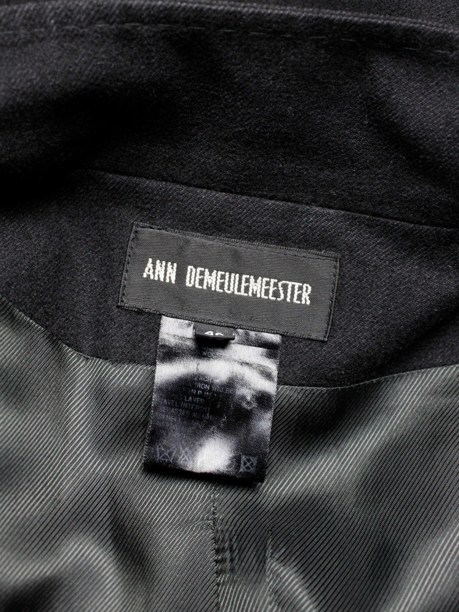 Ann Demeulemeester black double breasted military coat fall 2005 (17)