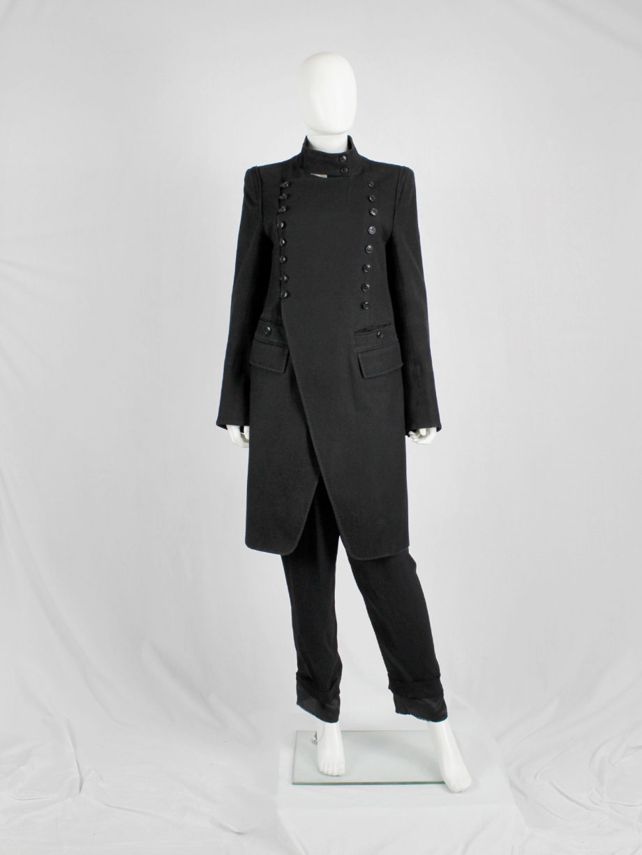 Ann Demeulemeester black double breasted military coat fall 2005 (6)