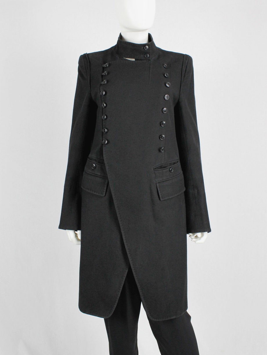 Ann Demeulemeester black double breasted military coat fall 2005 (7)