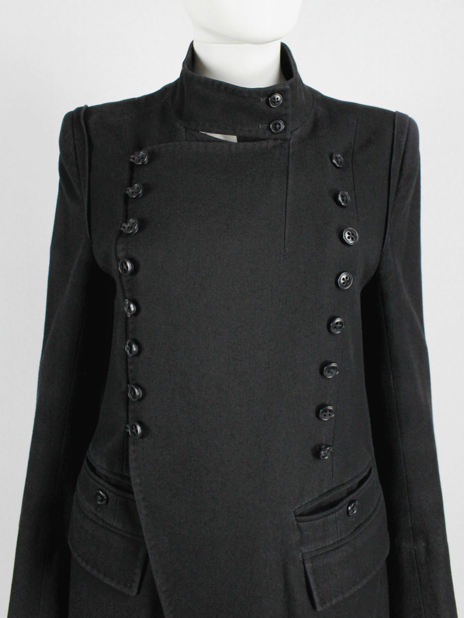 Ann Demeulemeester black double breasted military coat fall 2005 (8)