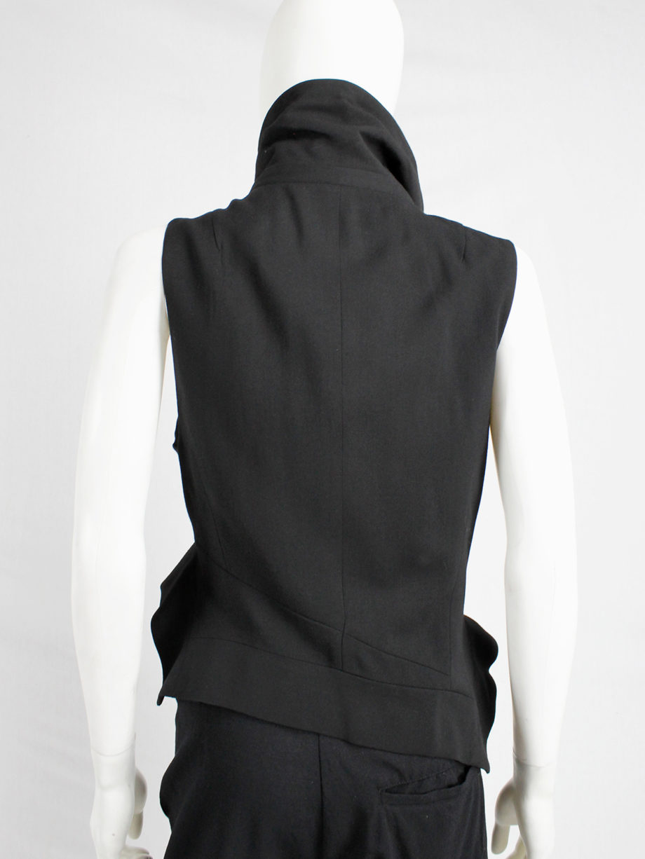 Ann Demeulemeester black draped vest with standing collar and zipper panels fall 2012 (19)