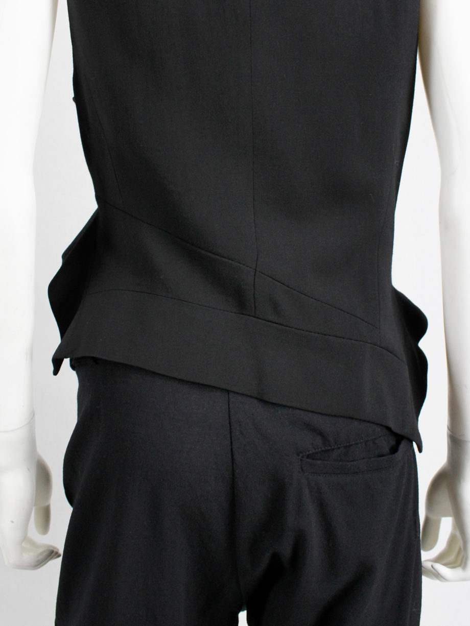 Ann Demeulemeester black draped vest with standing collar and zipper panels fall 2012 (20)
