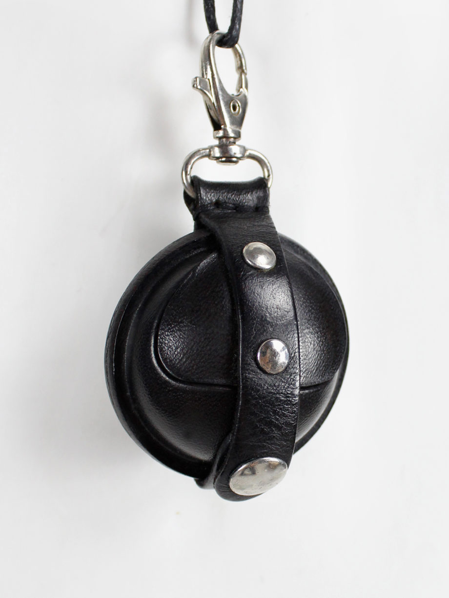 Ann Demeulemeester black leather coin pouch on a necklace (13)