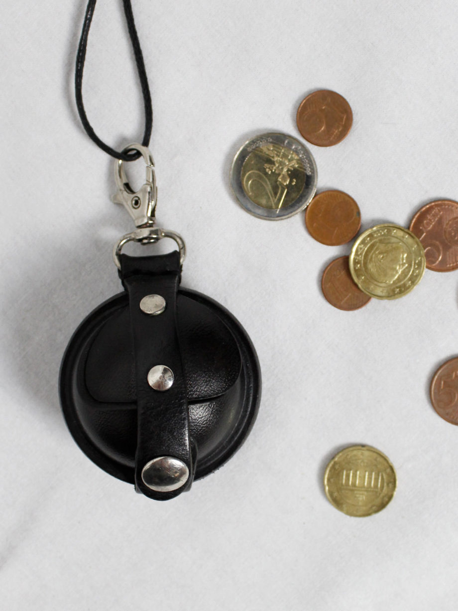 Ann Demeulemeester black leather coin pouch on a necklace (4)