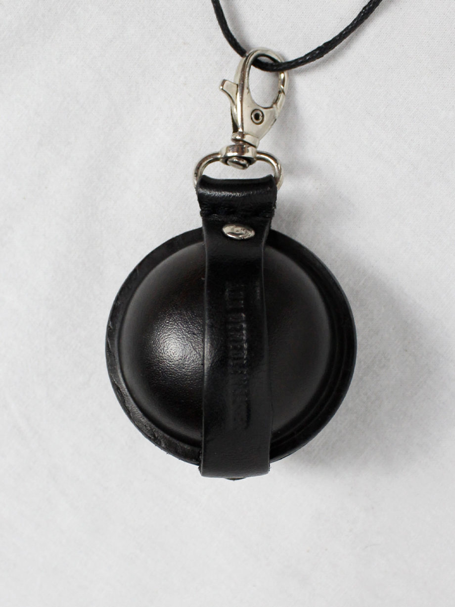 Ann Demeulemeester black leather coin pouch on a necklace (7)
