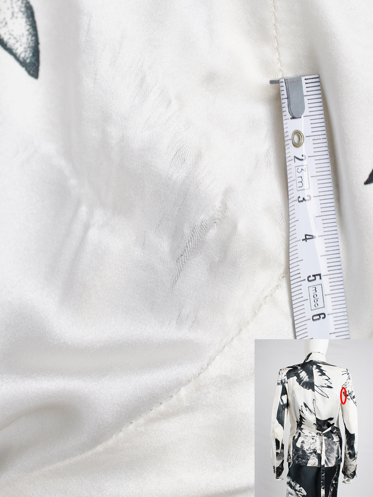 Ann Demeulemeester white asymmetric bird print jacket with inner belt strap spring 2010 (6)
