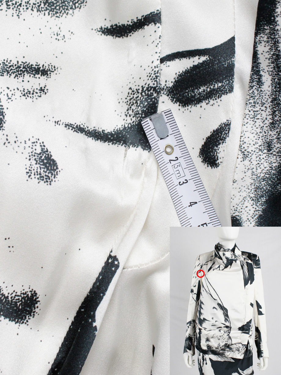 Ann Demeulemeester white asymmetric bird print jacket with inner belt strap spring 2010 (9)