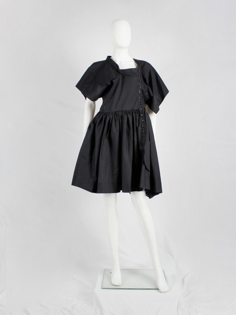 Bernhard Willhelm black babydoll dress made of a deconstructed shirt spring 2012 (7)