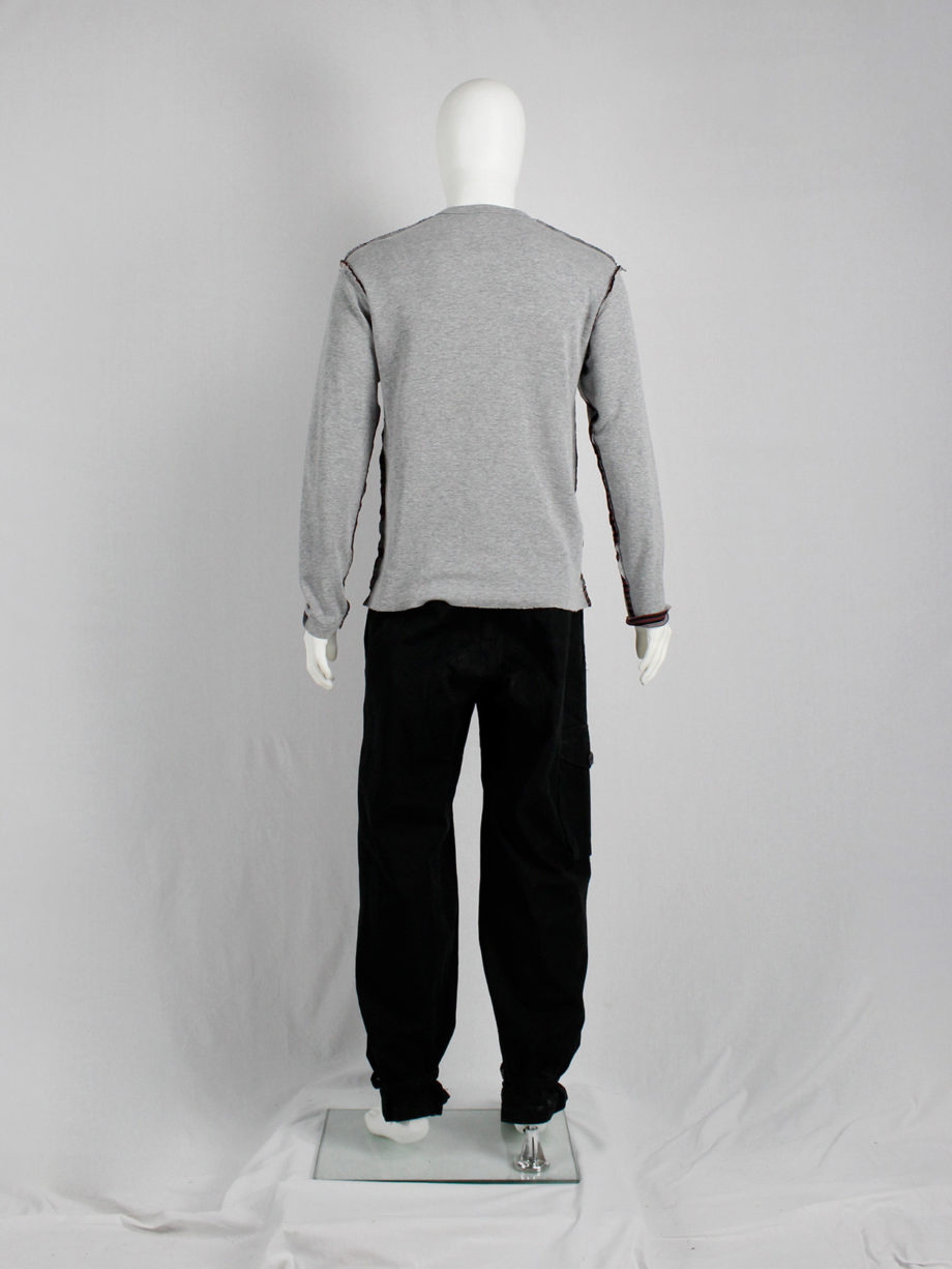 Comme des Garcons Homme grey jumper with inside out seams in striped fabric (13)