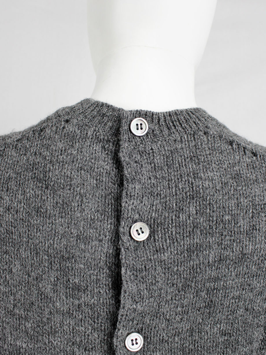 Comme des Garçons tricot grey and black destroyed cardigan with holes and loose threads (14)